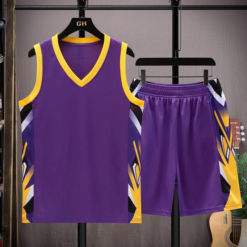 Set Completo Basket da Uomo Traspirante in Rete Scollo a V Senza Maniche Top Pantaloncini Abbigliamento Sportivo Squadre Universitarie Allenamento