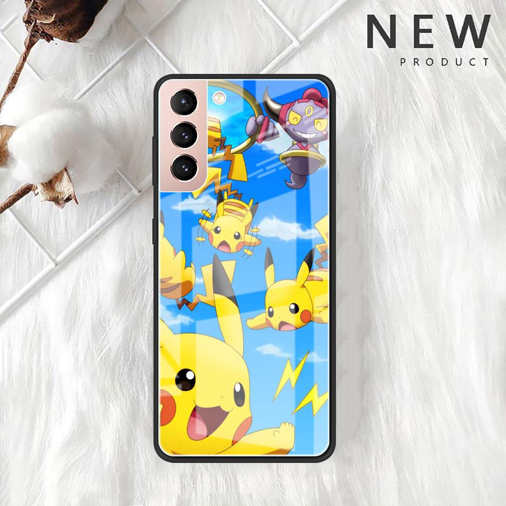 Pokemon Glass Case For Samsung Galaxy S22 S20 FE S21 Plus Phone Cover S10 5G S9 Note 20 Ultra 10 Lite Shell