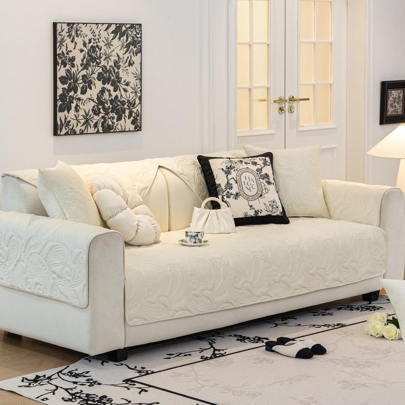 Sofa Cushion Winter Plush Thickened Winter Non-Slip Seat Cushion  New French Retro Straight Row Cover Cover Cloth