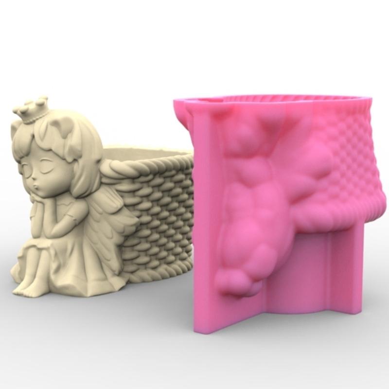 Flower Pot Silicone Mold 3D Angel Girl Succulent Planter Concrete Mold DIY Craft Resin Epoxy Mold DIY Pen Holder Decor