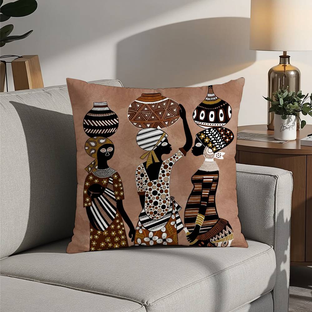 African Women Pillow Case 3D Print Polyester Fiber 40*40cm Home Sofa Throw Decoration Festival Gift