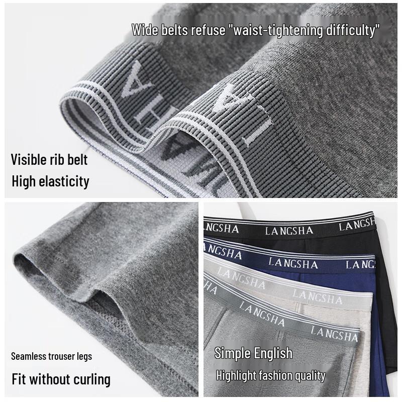 Langsha Men's 10A Antibacterial Cotton Boxer Briefs with Mulberry Silk Crotch