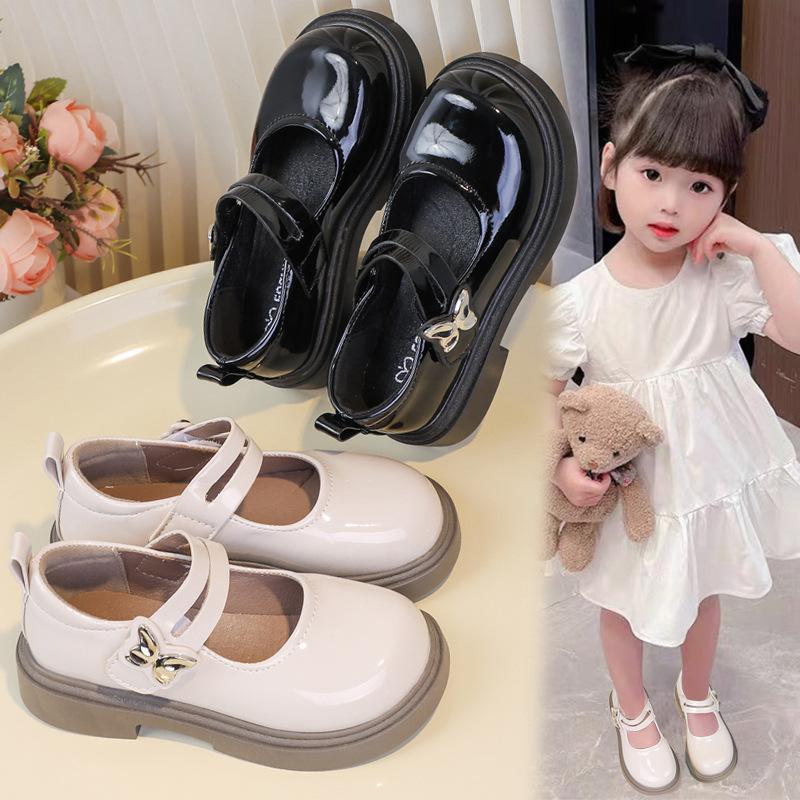 Girls Small Leather Shoes 2025 New Spring and Autumn Children's Princess Shoes Soft-soled Non-slip Single Shoes Mary Jane Butterfly Performance Shoes