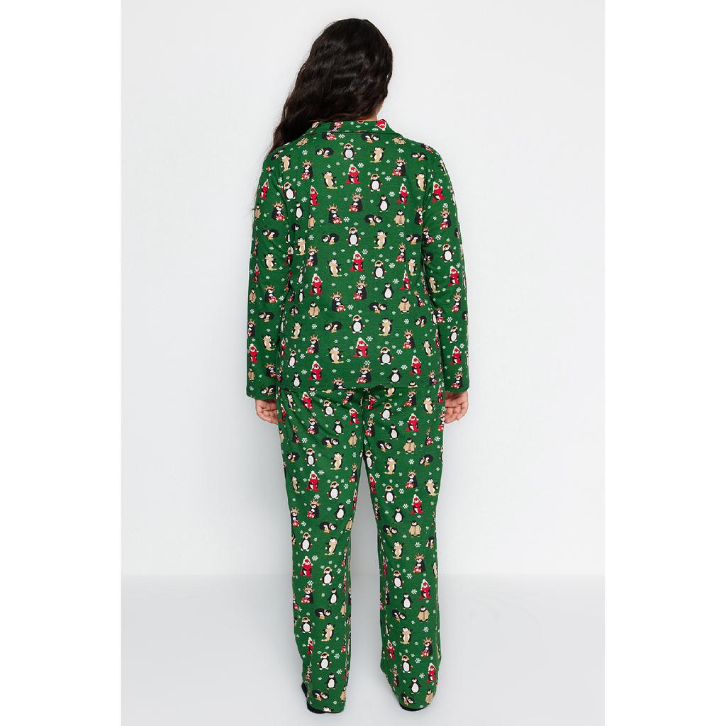 Navy Blue Patterned Knitted Pajama Set Tbbaw24ai00002