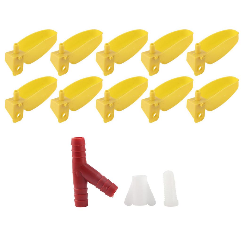 10Pcs Automatic Waterers Yellow Drinking Cups Bowl for Quail Chicken Birds Large Size