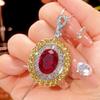 Jewelry Simulation Red Corundum Blue Spinel Jewelry Light Luxury Set 12 * 16-10 * 12