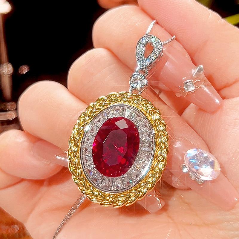 Jewelry Simulation Red Corundum Blue Spinel Jewelry Light Luxury Set 12 * 16-10 * 12