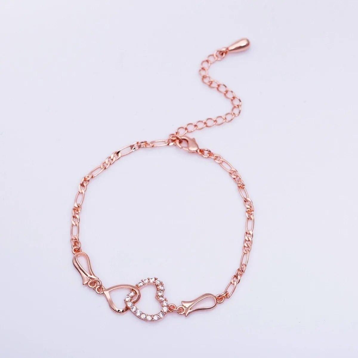 

2022 модний подвійний сердечко на щиколотці. Жінки люблять весільний браслет із кришталем для босих ніг, пляжний ланцюжок у подарунок 25 см(9 7/8 ) довго