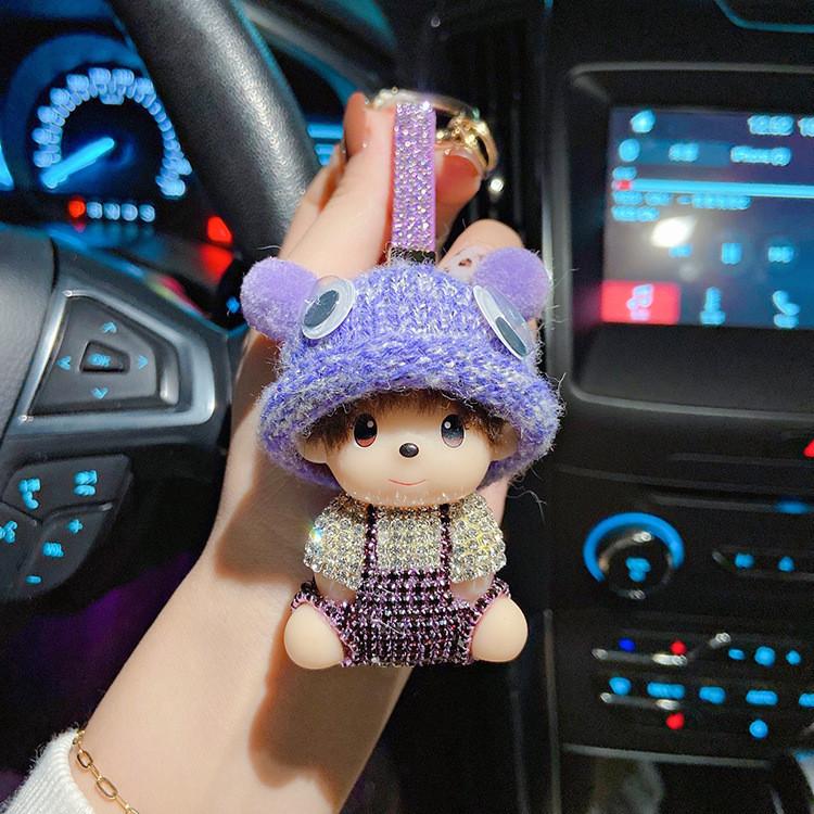Cute Sparkly And Diamondstudded Keychain Doll For Car Keys Unique Gift Pendant