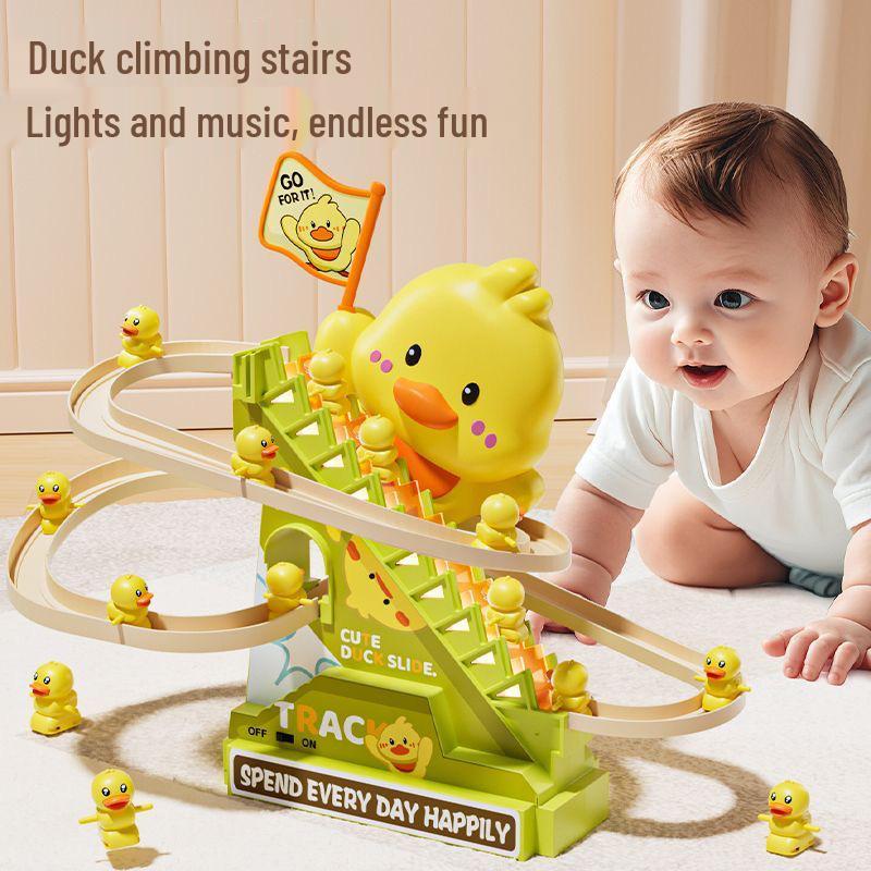 Children's Electric Climbing Duck Track: Interactive Light & Music Toy