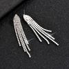 Cross-border Long Diamond-encrusted Fringed Earrings Exaggerated Full Diamond Love Studs European and American Super Flash Earrings