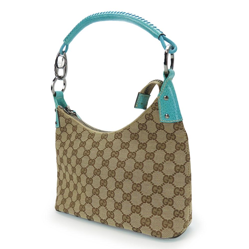 Used GUCCI Shoulder Bag 115002 GG canvas/leather beige Blue Shoulder