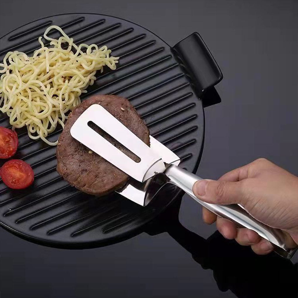 Dizyahuk Stainless Steel Frying Clip Steak Tongs Kitchen BBQ Cooking Camping Tools Heat-Resistant Non-Slip Handle