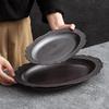 Black Honeycomb Textured Ceramic Fish Plate Creative Sushi Plate Barbecue Plate Salad Plates Restaurant Specialty Tableware