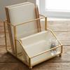 Golden Edge Business Card Holder Elegant Desk Organizer Creative Display Stand  Office