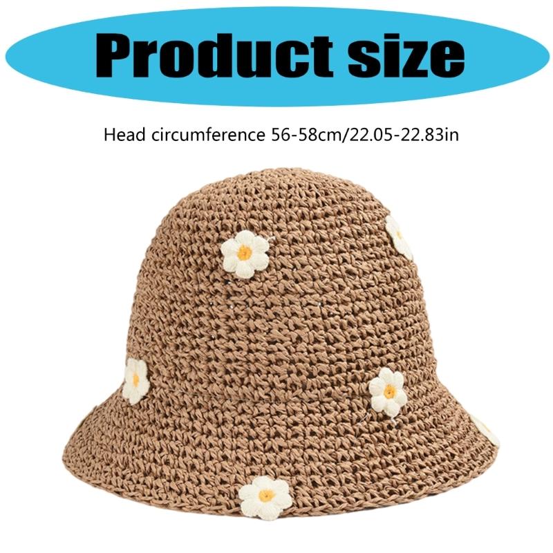 Eleganter Panama Hut Strohblumen Eimerhut, Cooler und Bequemer Panama Hut Handgefertigter Stroh Fischerhut
