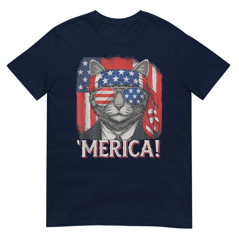 Cat 4th Of July Merica Kitten Boys Unisex Unisex American Flag TShirt S
