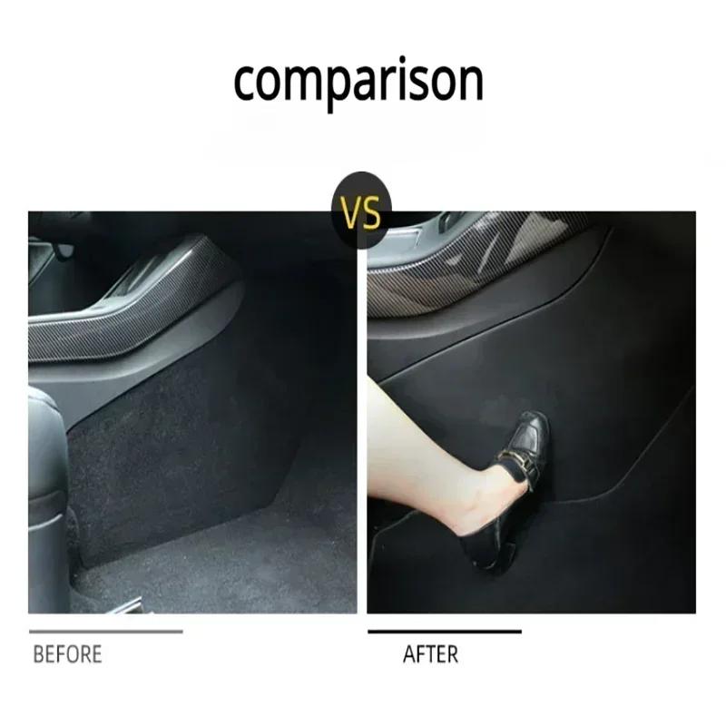 Central Control Side Defense Kick Pads for Tesla Model Y HW4.0 2024 Protective Foot Pads Guard Plate Mat Auto Accessories 2PCS