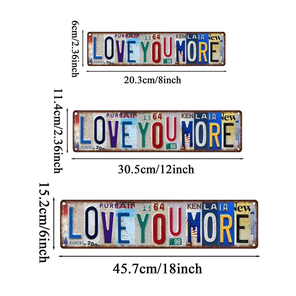 Fashion Love You More Door Sign Emotional Expression Vintage Wall Plaques Hangable License Plate Wall Decoration