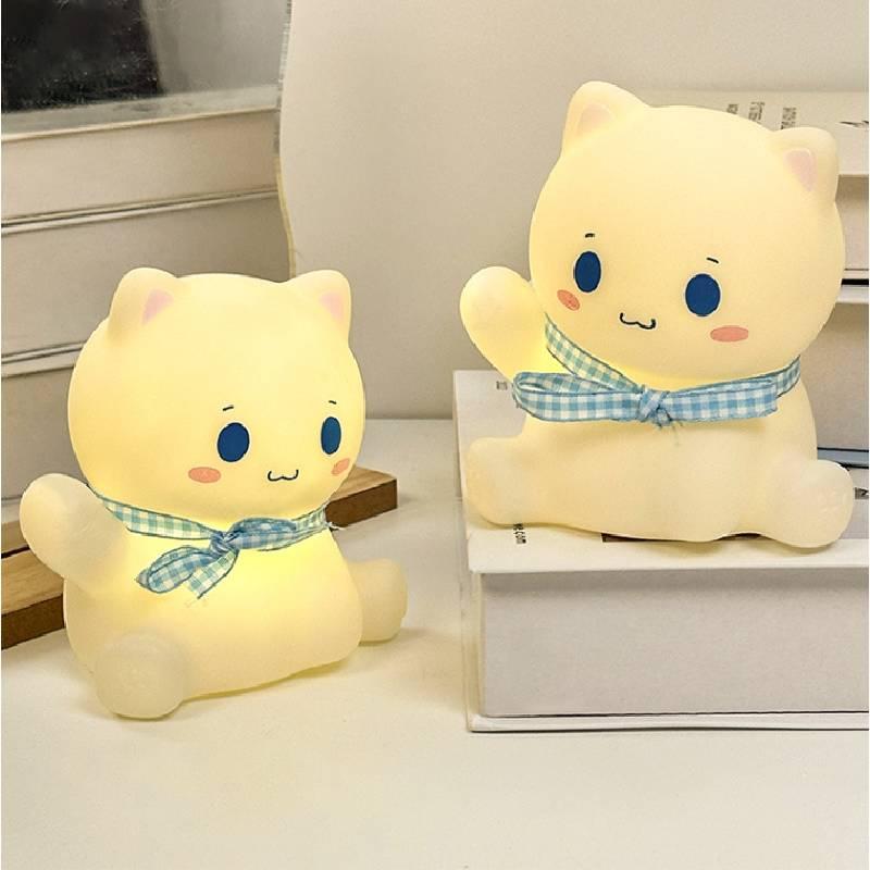 Cartoon Cat Lucky Night Light Dormitory Bedroom Bedside Lamp Decor Ornaments