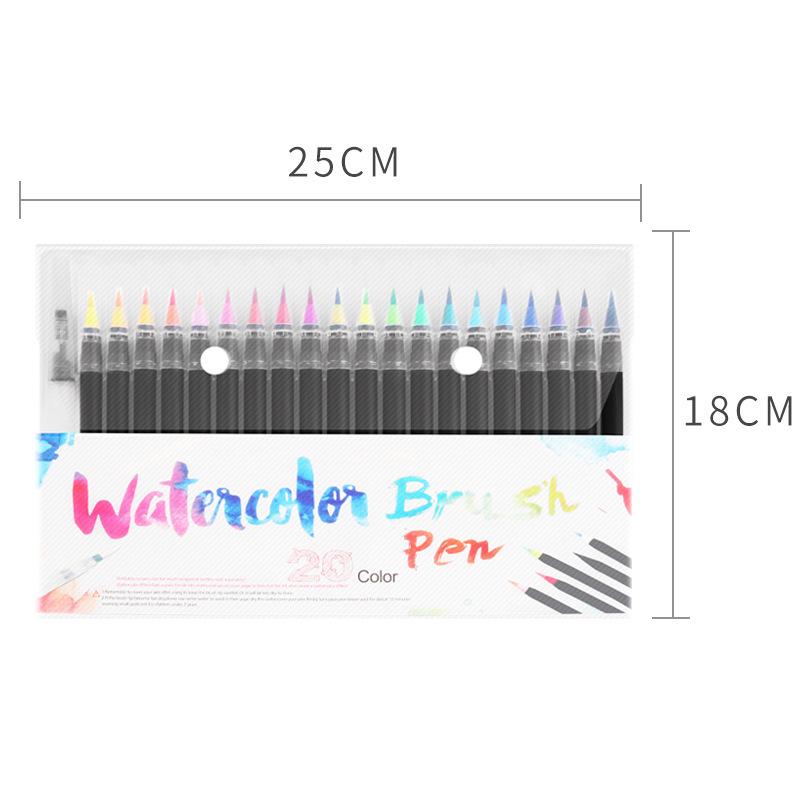 20-Color Soft Tip Watercolor Calligraphy Brush Pens with Water-Fill Brush and Ink Palette