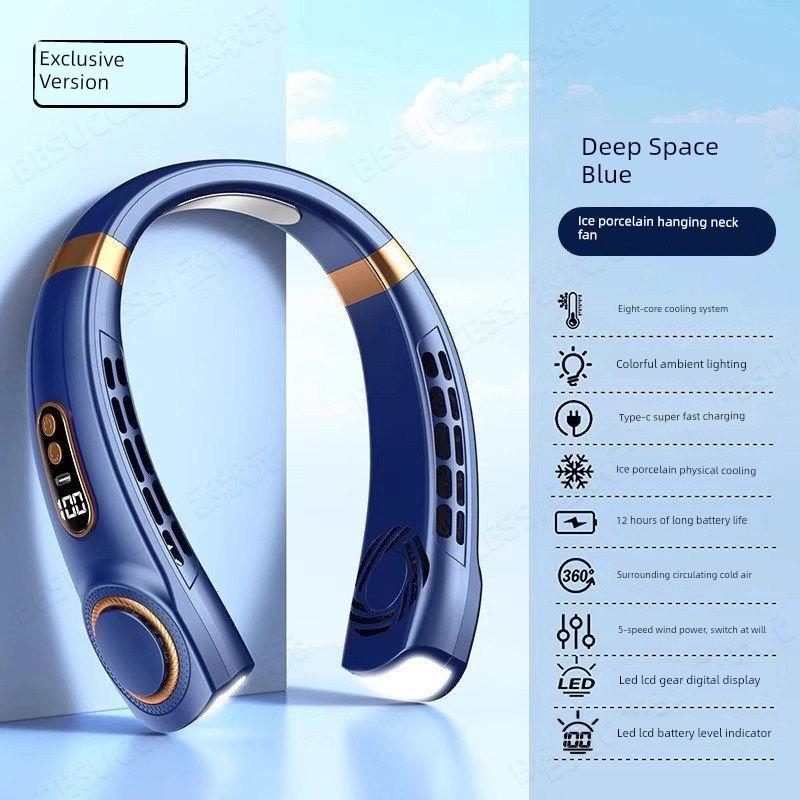 2026 New Model Neck-Hanging Fan, Cooling, Small and Portable, Ultra-Long Battery Life, Silent Electric Fan, Outdoor Wearable Ice Fan