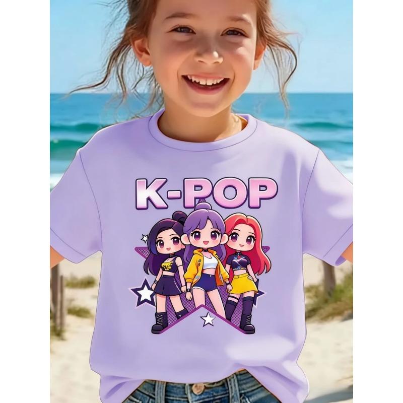 Kpop Children's T Shirt Cartoon Graphic Short Sleeve Summer Comfortable Top Funny Gift for Fans Harajuku T-Shirts Girls Clothes
