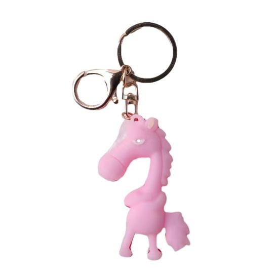 Keychain Pendant 3D Cartoon Horse Design Key Chain with Metal Ring Multifunctional Keychain Gift Accessory