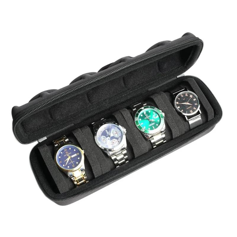 Watch Box Portable Watch Travel Case Storage Organizer Watch Display Holder For Wristwatches & Smart Watches Gift For Men Women
