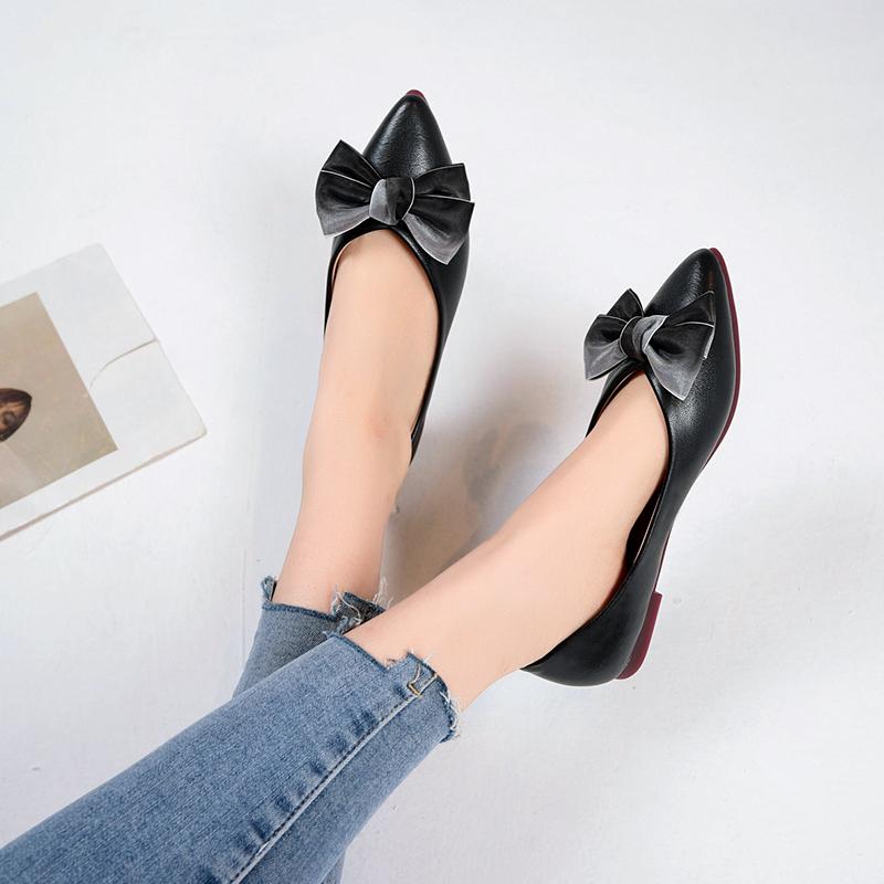 Fashion Bowknot Casual Flat Shoes Woman New Summer Breathable Comfortable Soft-soled Shoes Pointed Toe Shallow Flat Women Shoes