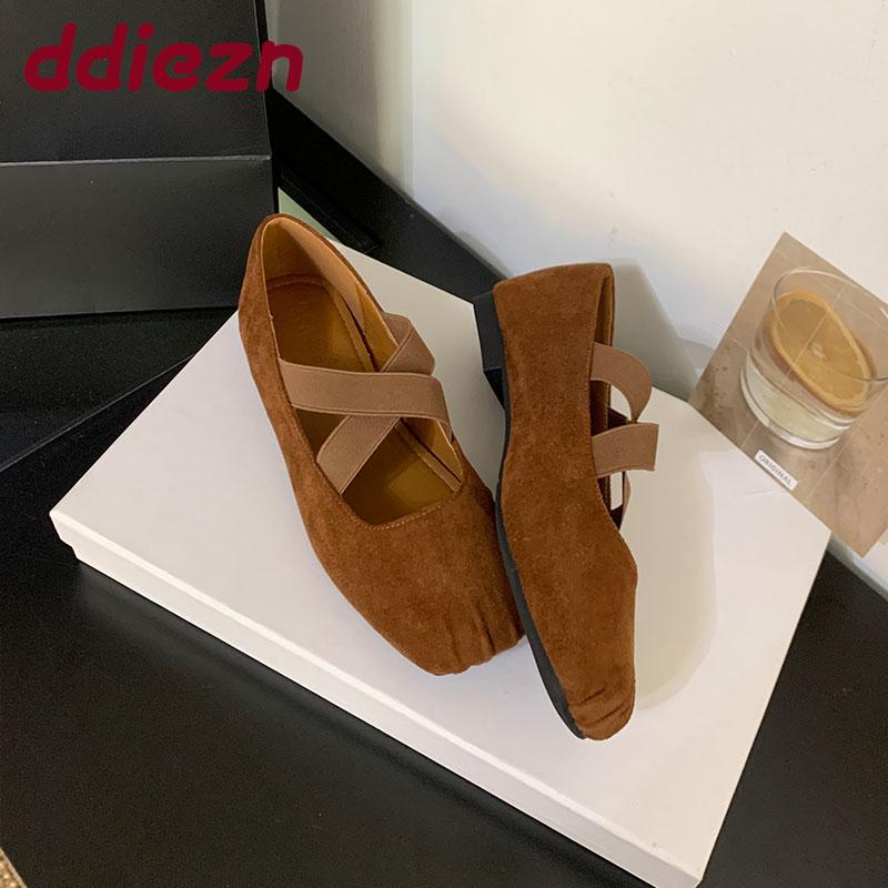 Fashion Fashion Elastic Band Women Flats With Shoes Square Toe Casual Female Footwear Shallow Ladies Ballet Flats Shoes New