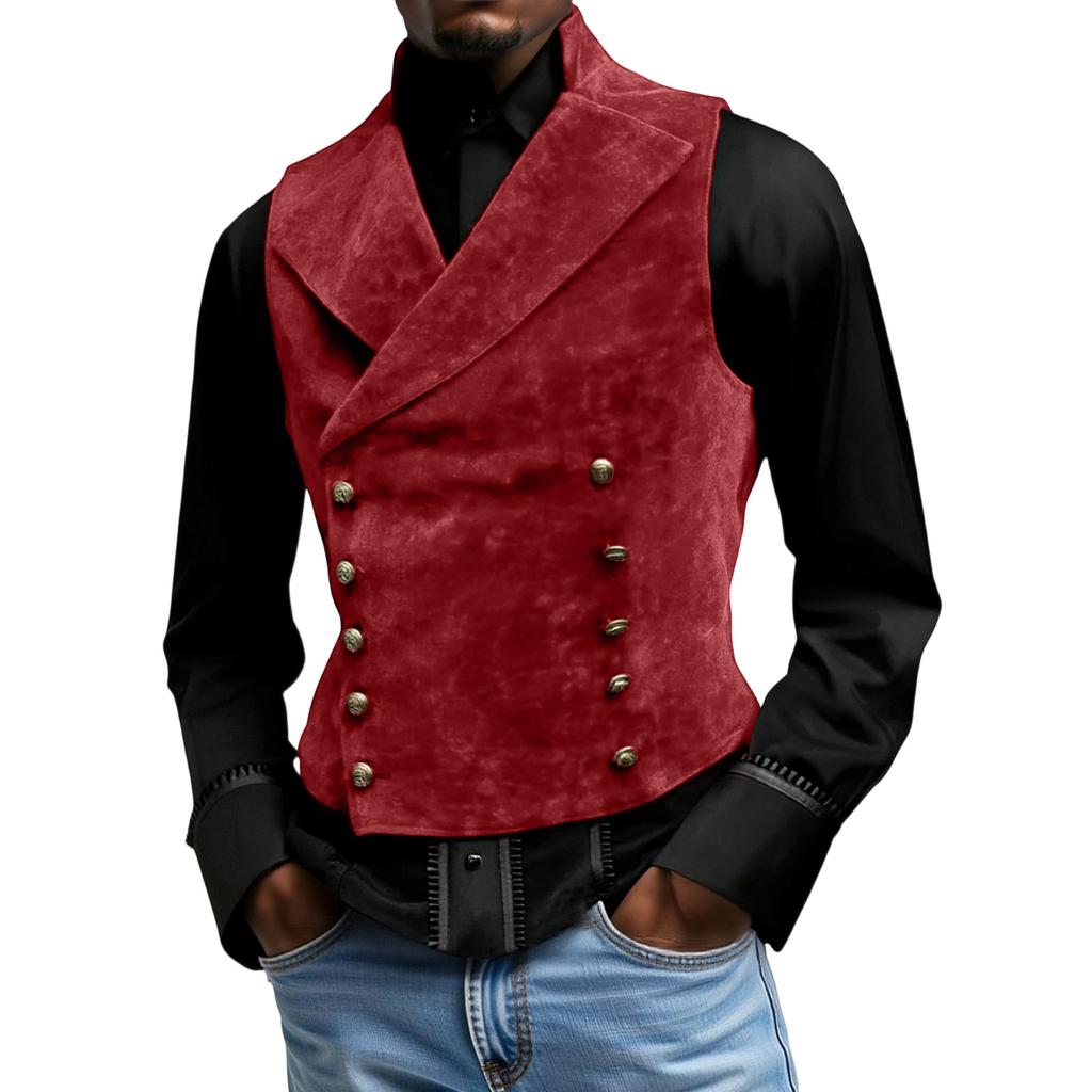 Men's  Leisure  Standing  Collar  Double  Buckle  Suit  Vest  Coat