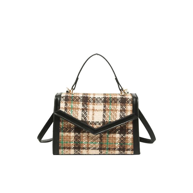 Elegant Women's Small Square Bag In Trendy Plaid Pattern Perfect For Fall Winter Use