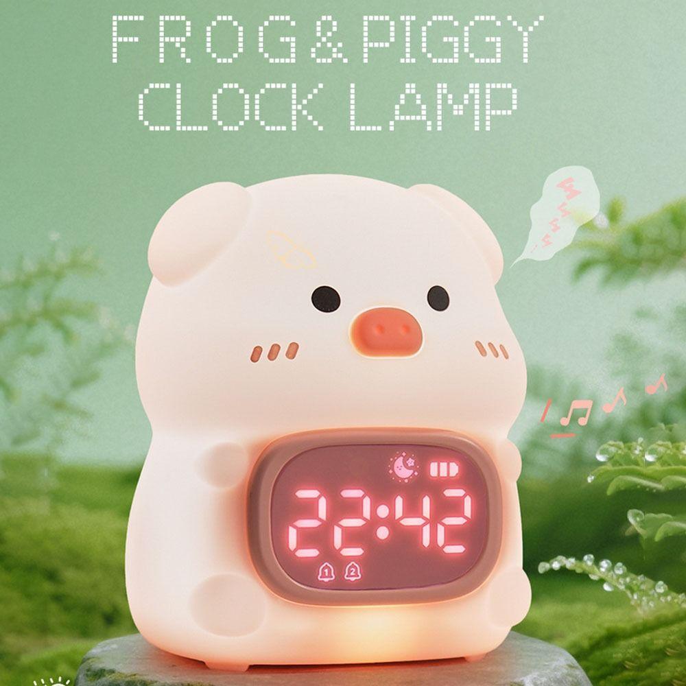 Pig/Frog Shape Toddler Sleep Training Clock 7 Colors Night Light New Alarm Clock for Kids Gifts