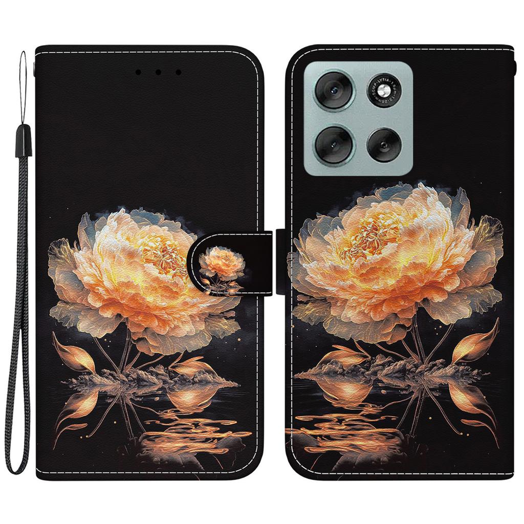 For Motorola Moto G56 5G Wallet Phone Case Anti-Drop Pattern Printing Leather Flip Cover with Strap