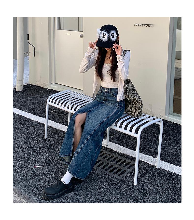 High Waist Retro Denim Mermaid Skirt - Women's A-line Hip-hugging Style for 2026 Spring/Autumn