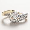 Huitan Bright Engagement Rings for Women Chic Noble Gorgeous Wedding Jewelry Stylish Delicate Modern Two-tone Finger Accessories
