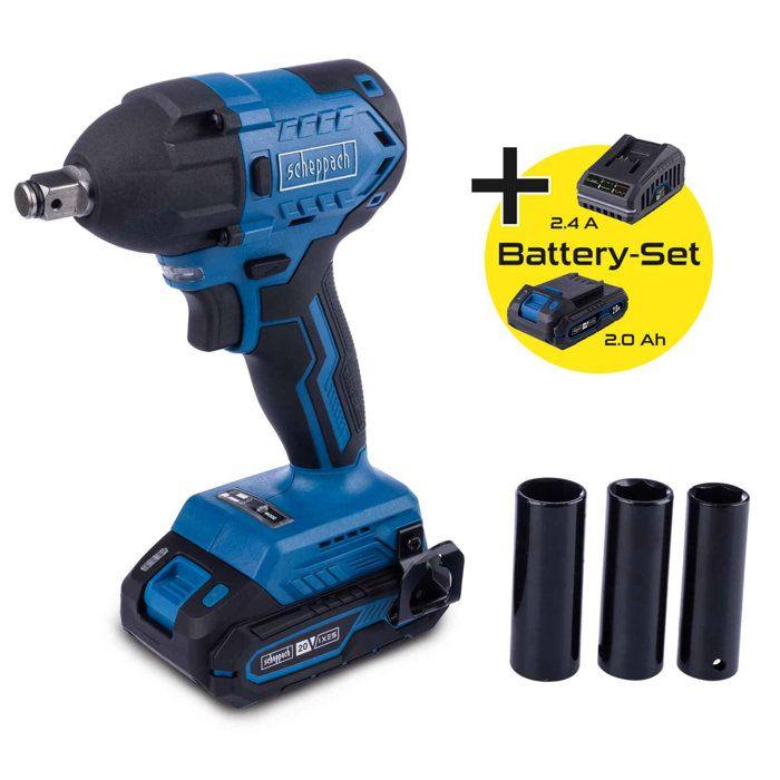 Cordless Impact Wrench BC-IW350-X - 1/2" Brushless 180Nm/350Nm 3600 Bpm +3 Sockets - SCHEPPACH 20V IXES - 2Ah Battery + 2.4A Charger