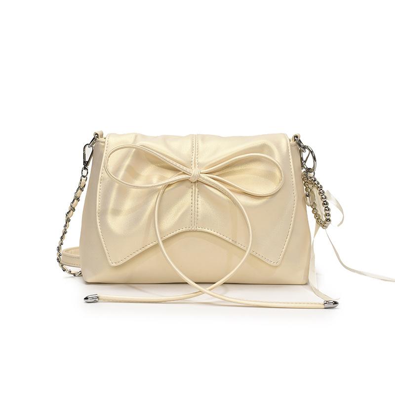 Trendy New High-end Texture Ballet Style Bow Pleated Underarm Bag Versatile Casual Chain Messenger Bag Women