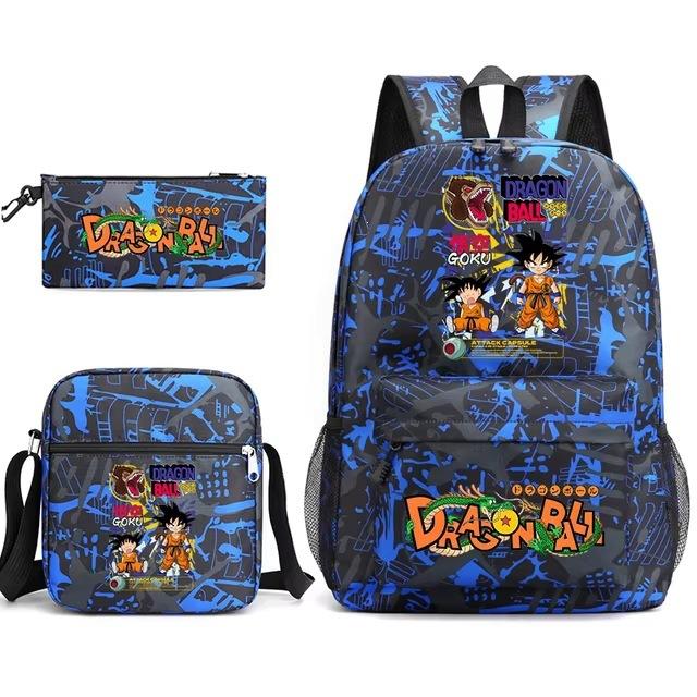Dragon Ball Z Printed Backpack Set 3-Piece Casual School Bag For Boys And Girls Youth With Pencil Case Shoulder Bag