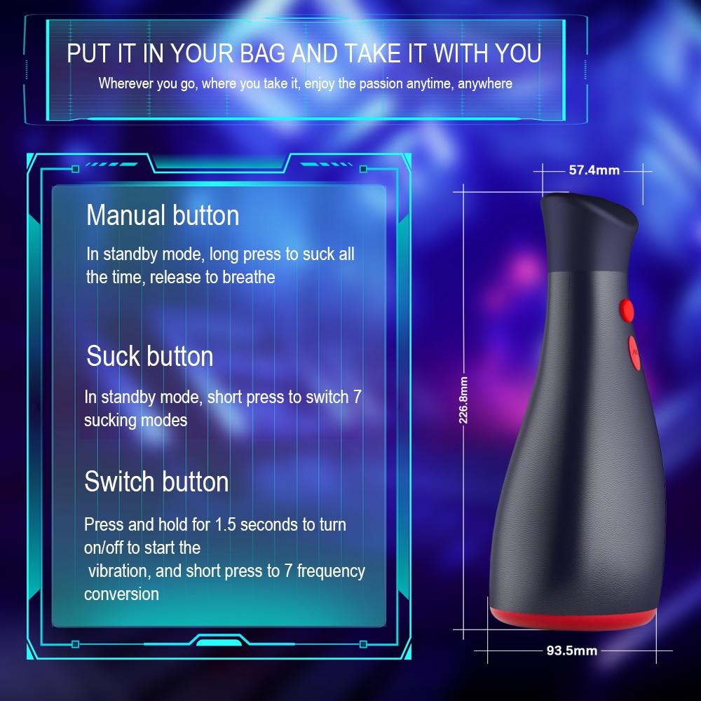 Automatic Inflatable Male Masturbator Cup Vibration Deep Throat Blowjob Sex Machine Adult Sex Toys for Men Penis Masturbation