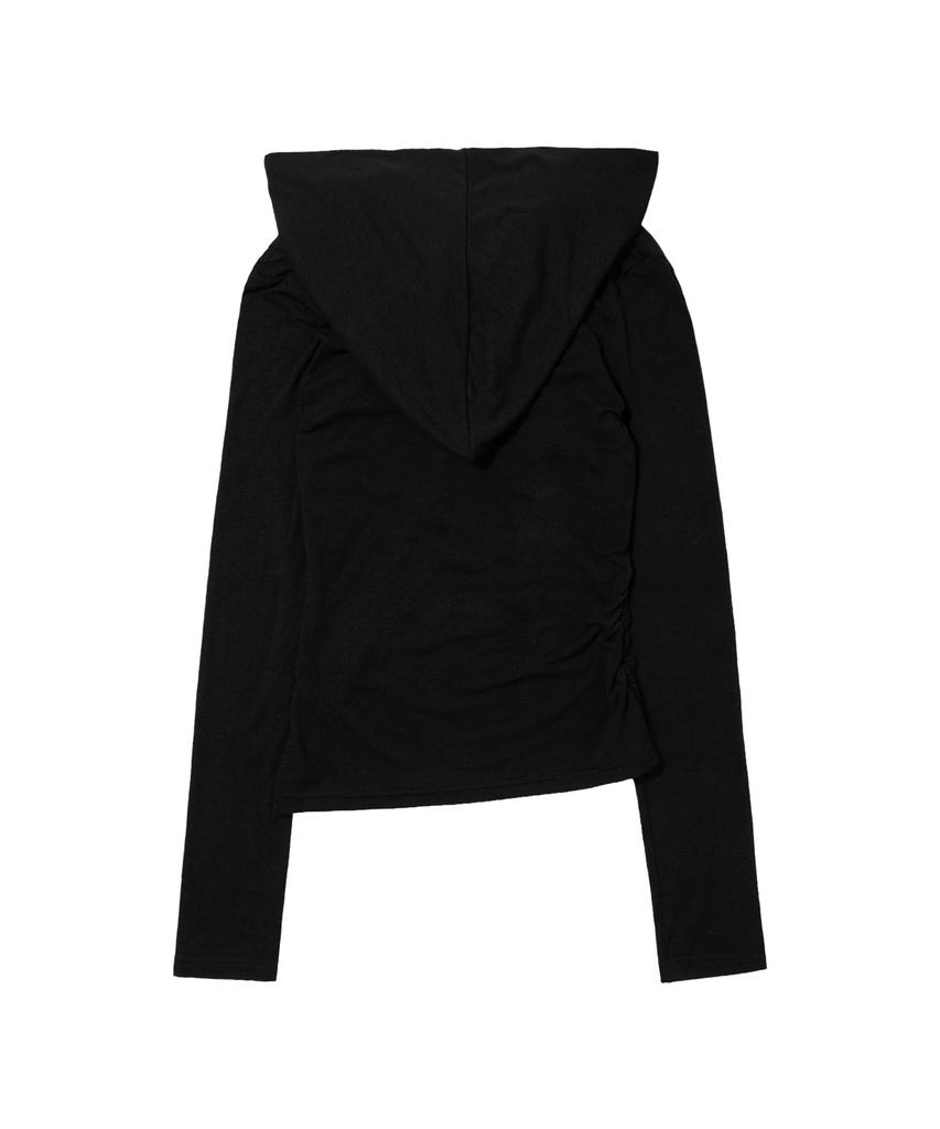 FANCY CLUB Drape Hoodie Long Sleeve (Black) F26Zb521