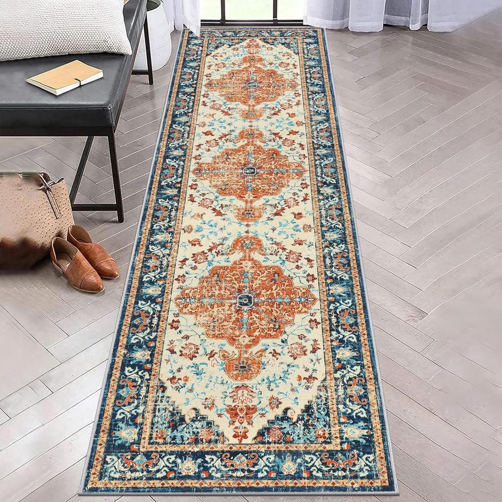 Tappeto a Passatoia Boho Stile Etnico Vintage Antiscivolo Tappeto da Cucina Assorbente Resistente allo Sporco Ingresso Lavanderia Soggiorno