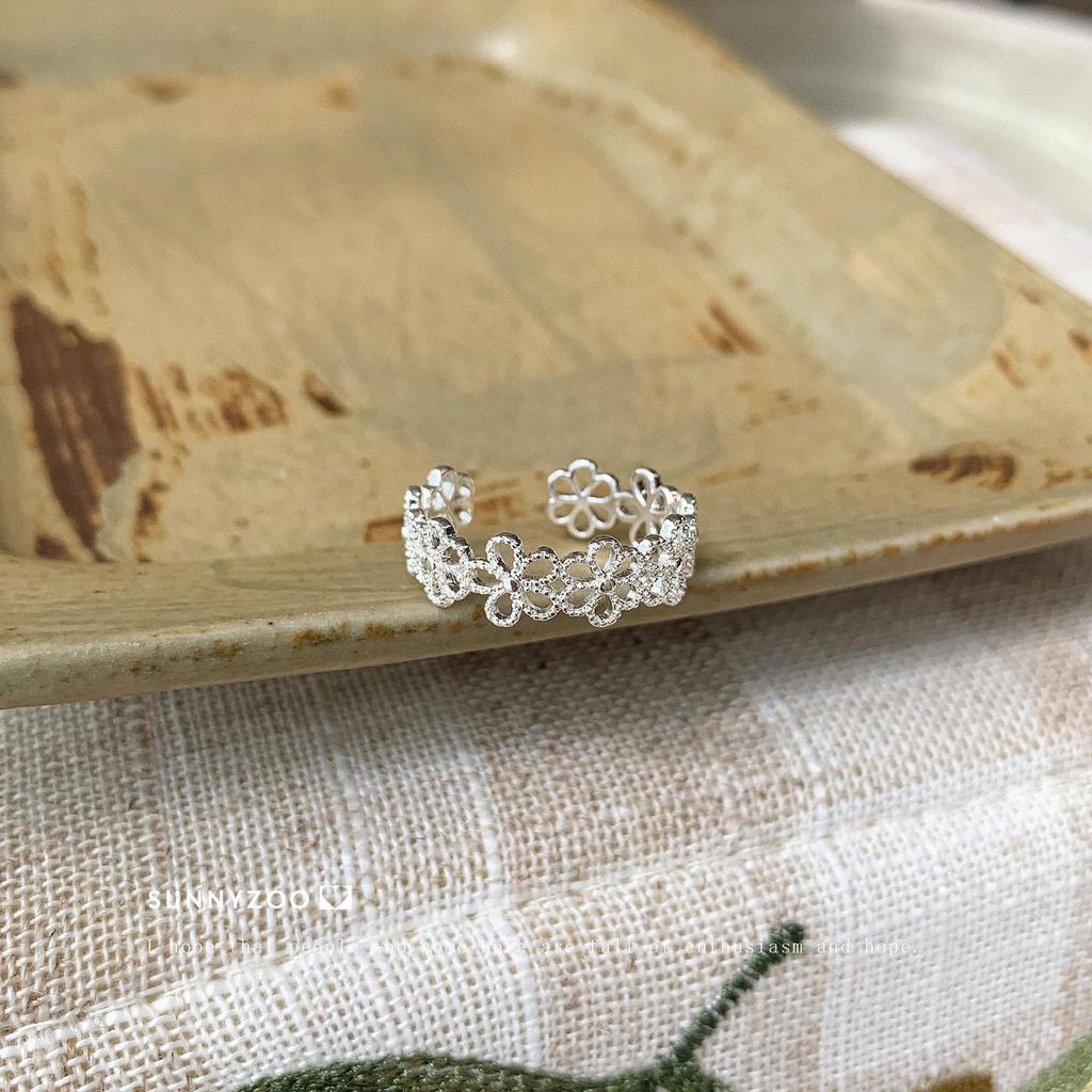 Korean Sweet Floral Open Adjustable Ring for Women - Elegant & Trendy