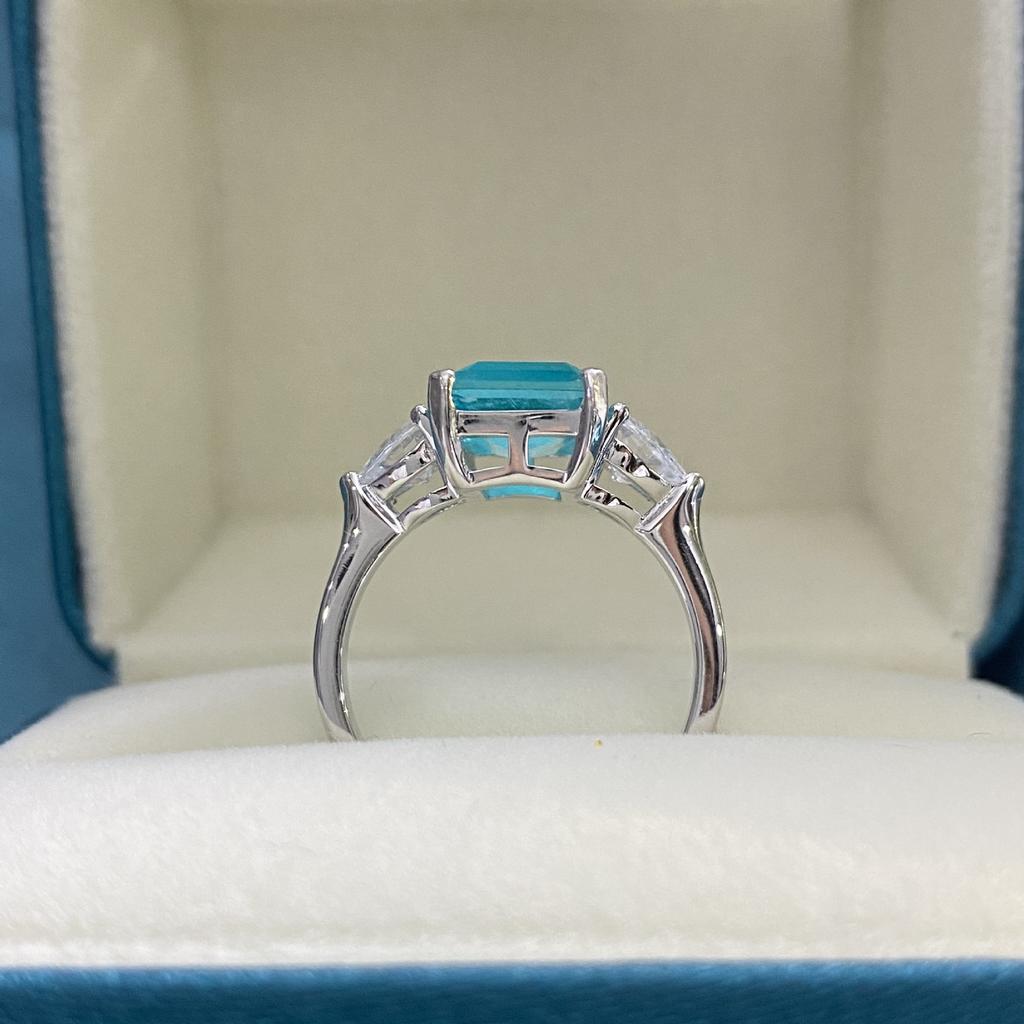 Tancise Jewelry Synthetic 8 * 12 Palaiba S925 Sterling Silver Ring