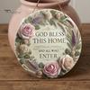 Warm Atmosphere Wall Plaque Wooden Rose Door Hanger Sign, Front Floral Hanging Plaque, Decorative Rustic Farmhouse Home Decoration Ornament with Rope