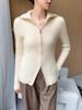 25 Premium Women's Baby Cashmere Cardigan, Double-Zipper Lapel Ribbed Sweater, Loose Wool Coat for Autumn/Winter.