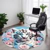 1pc White Tiger Roses Chair Carpet for Office, Non Slip, Soft and Durable Office Rug for Interior Decoration
