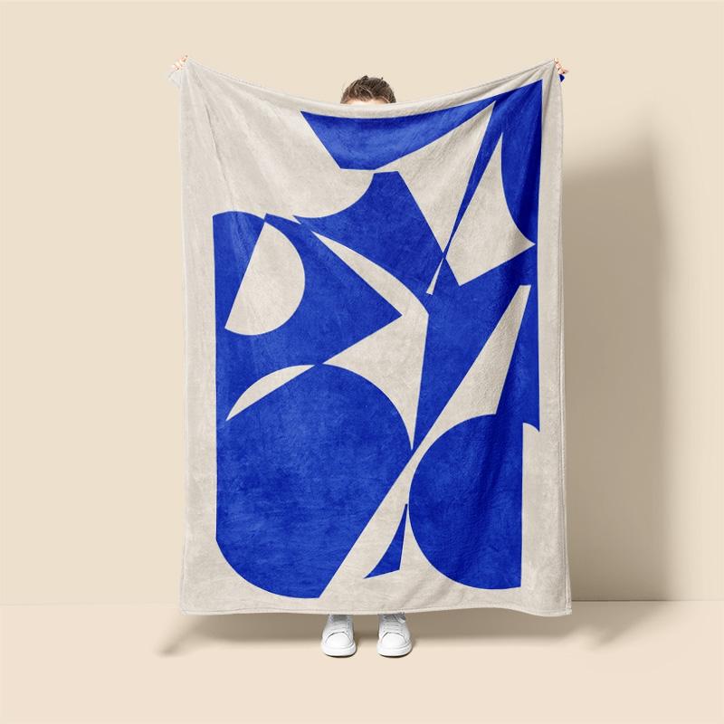 Abstract geometric patterns Flannel printed blanket suitable for all seasons suitable for living room office sofa and travel