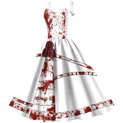 Summer New Halloween Skirt Women's Suspender Dress Digital Printing Thriller Skirt